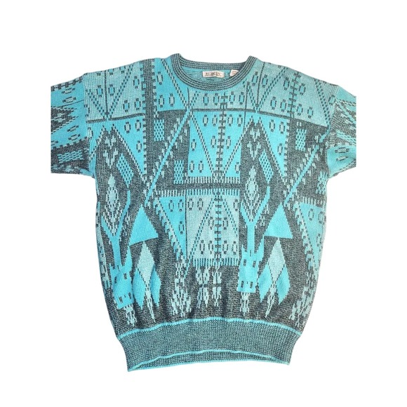 Vtg 90s 80s Sweater  Pullover Mens L Geometric Grandpa Cosby Emo Hipster Indie - Picture 1 of 16